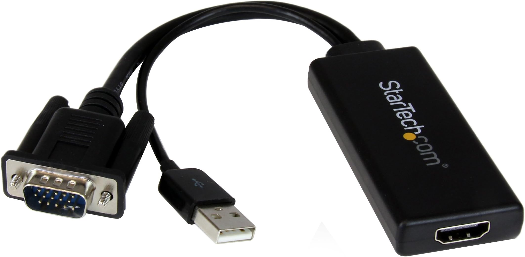 Startech VGA2HDU VGA to HDMI Adapter with USB Audio - Black | USB-powered PC to HDTV converter, Plug and play installation, AV to HDMI connector, Laptop/PC to HDTV, plug-and-play