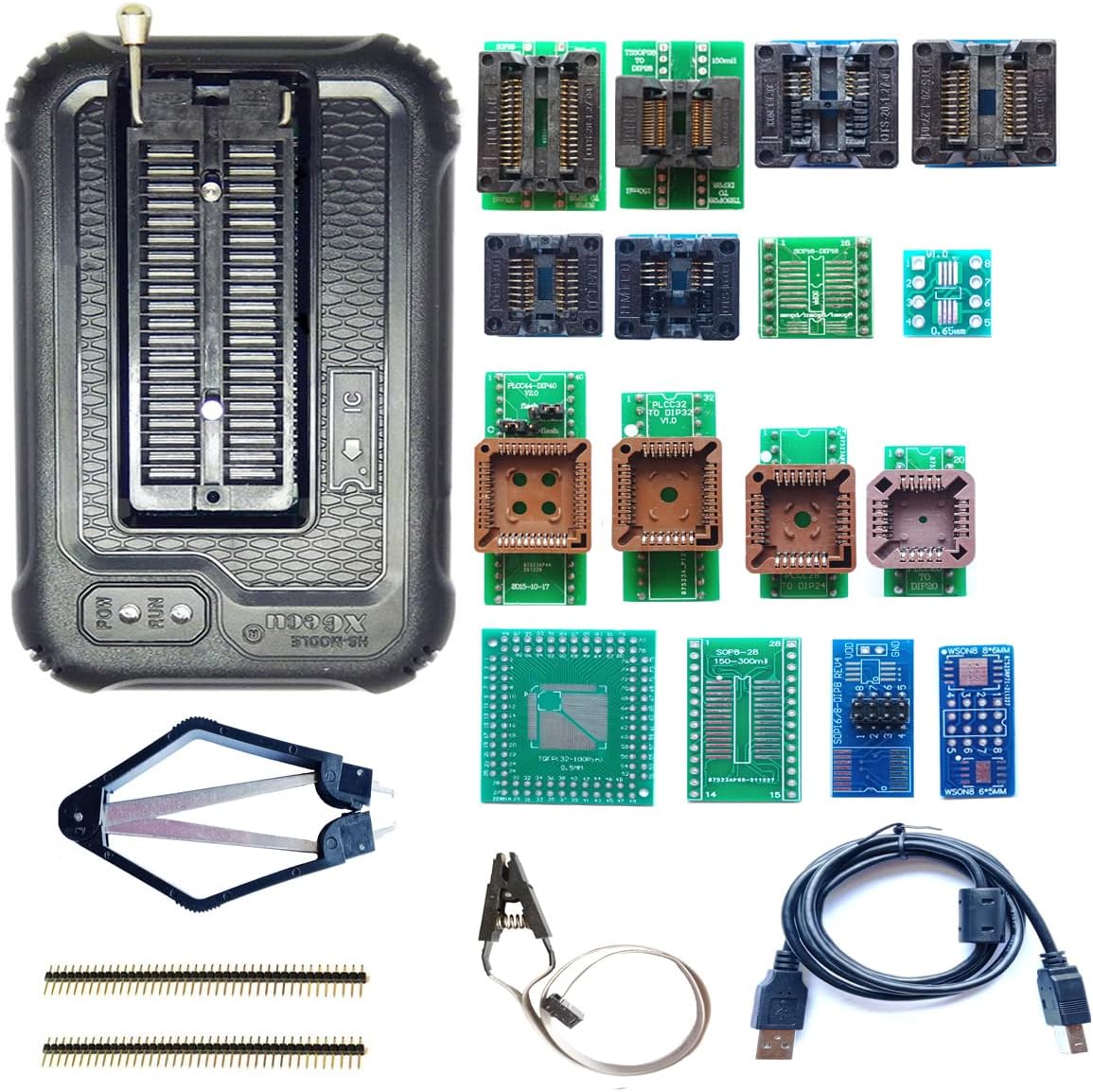 SETCTOP TL866II Plus usb programmer +13 adapter socket+SOP8 clip 1.8V nand flash 24 93 25 mcu Bios EPROM AVR eprom