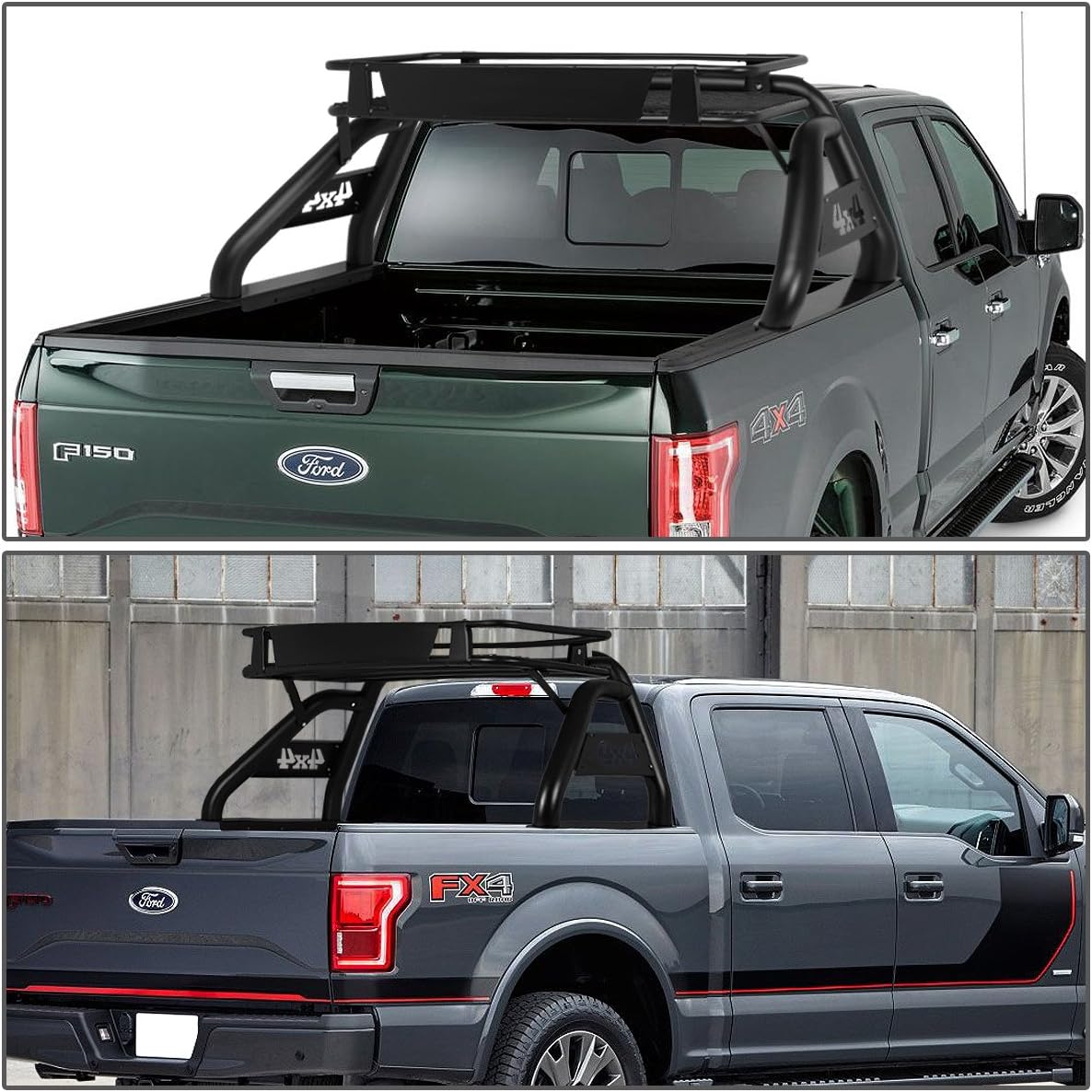DNA Motoring TCRB-001 Aluminum Truck Bed Roll Bar + Roof Cargo Rack Assembly Compatible with 07-18 Tundra Styleside Model : Automotive