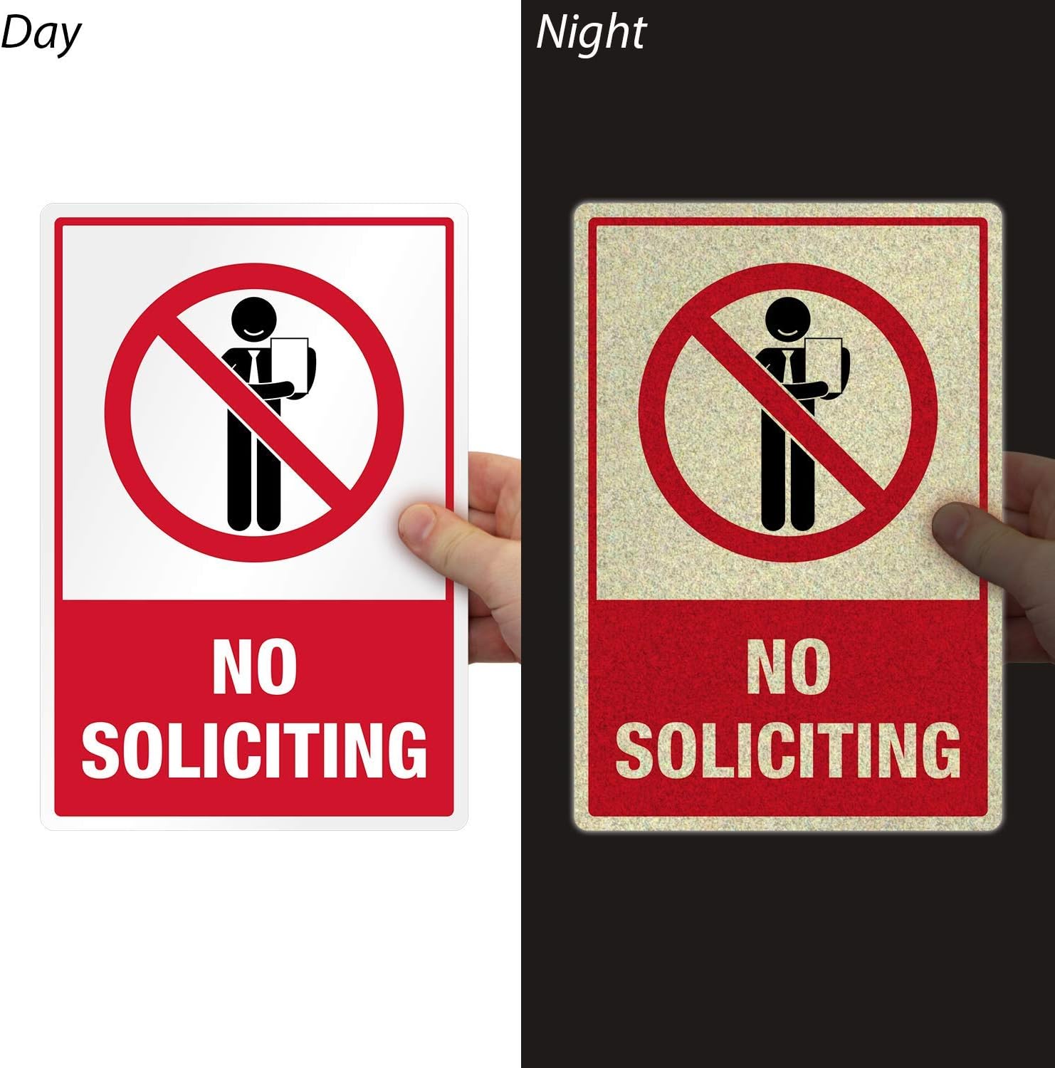SmartSign Reflective No Soliciting Stickers | Pack of 3, 7-Year Life Outdoors/Indoors, Made in USA
