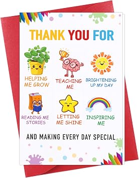 WhatSign Teacher Appreciation Cards - Teacher Thank You Card for Teachers Appreciation Day with Envelope, Best Teachers Gift from Student