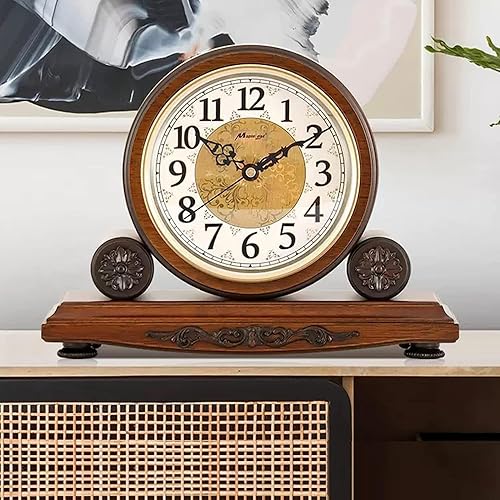 Miniatura 4 de Reloj de manto de 12 pulgadas con movimiento de campanilla, reloj de repisa de madera para decoración de sala de estar, reloj de abuelo decorativo