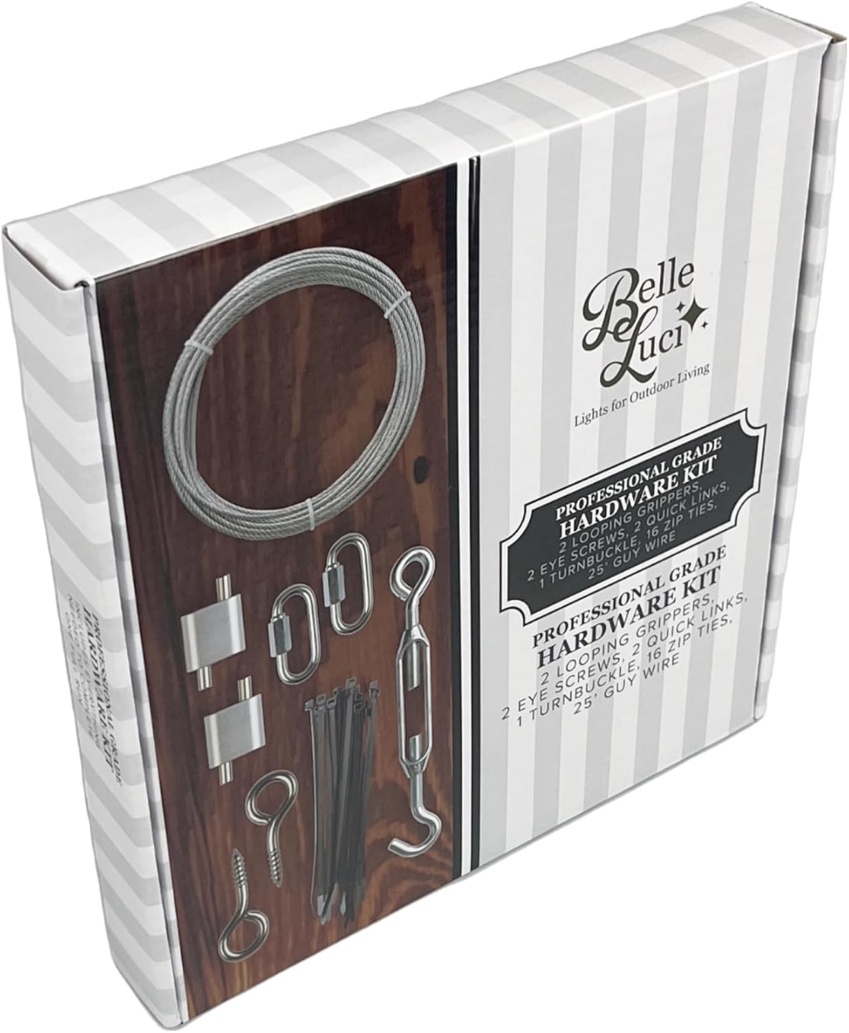ホリデーブライトライト Belle Luci ストリングライト吊り下げキット - プロフェッショナル屋外パティオライトハードウェアセ