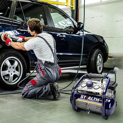 Miniatura 9 de Stealth Compresor de aire ultra silencioso solo 60 decibelios 2 galones pico 34 HP Max 125 PSI compresor de aire portátil bomba de aire sin aceite