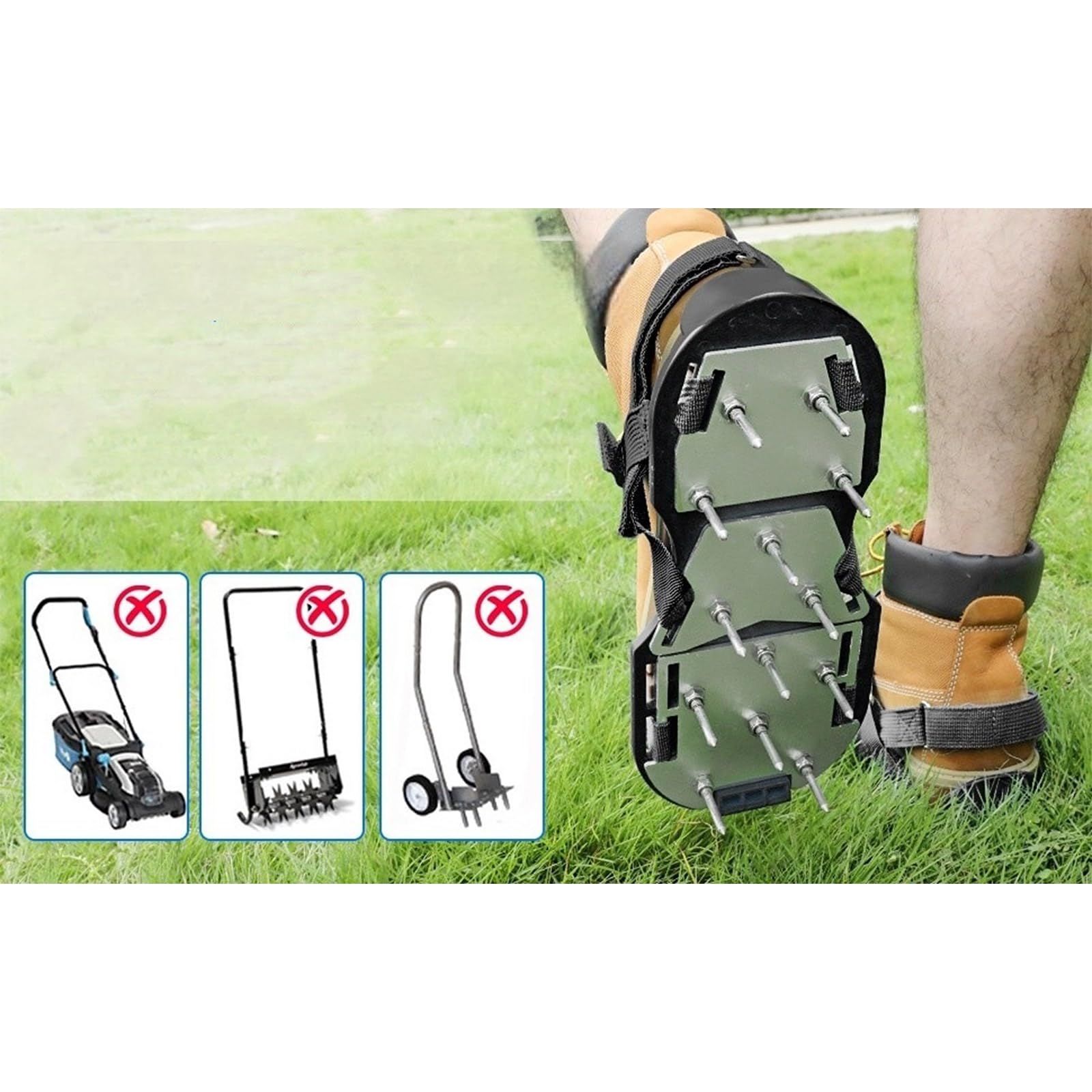 Aérateur de pelouse réglable avec pelle en métal pour oxygénation du sol et entretien du jardinage Chaussures aérateur pour gazon