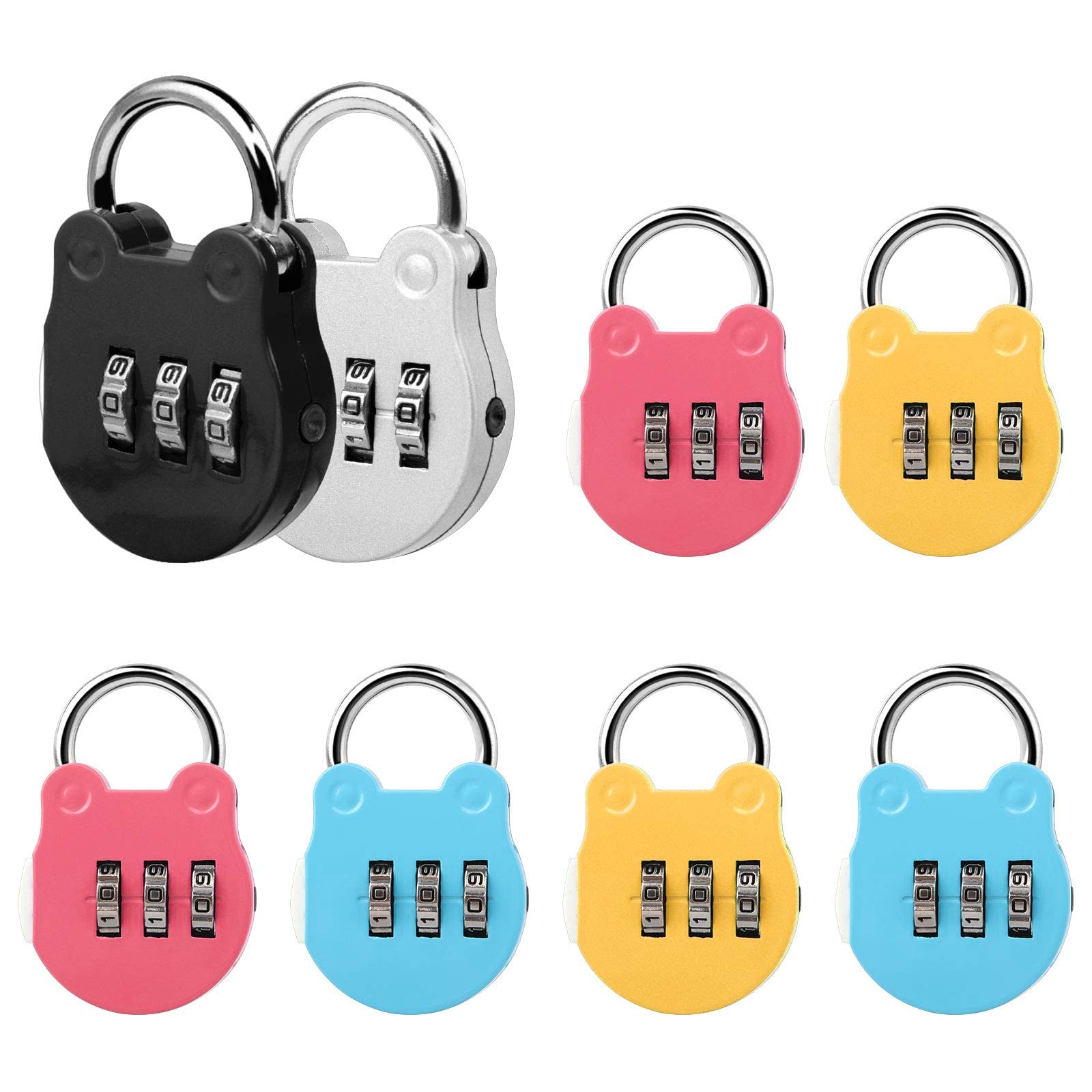 Luggage Locks, 8 Pcs Travel Suitcase Locks, 3 Digit Combination Padlock Codes with Aluminum Alloy Gym Lock for Travel Luggage Tool Box Locker Fitness Backpack (5 Colors)