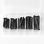 M5 x 40mm 45mm 50mm 55mm 60mm Bouton tête de socket bouchon vis boulons 10.9 Métrique en acier allié de qualité, finition à oxyde noir, Allen Hex Drive, machine entièrement filetée, kit d'assortiment 30PCS