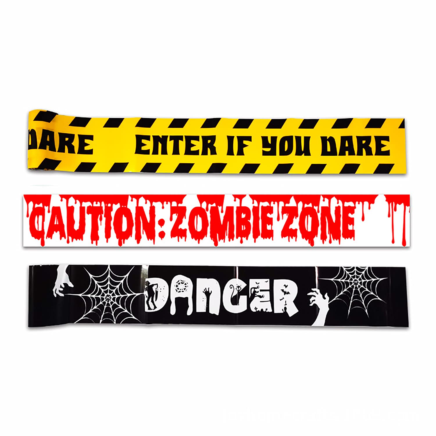 Jiuhong Halloween Fright Tape Bundle - Halloween Tape Bundle includes, Enter If You Dare - Caution Zombie Zone - Danger- 3 pack, Creepy Scary Decoration Tape