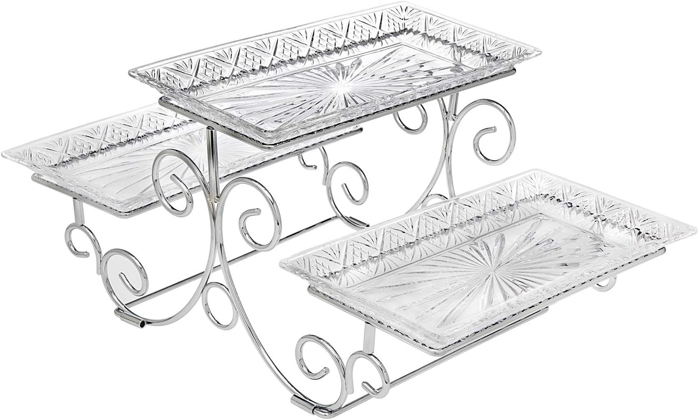 James Scott Crystal 3-Tier Rectangle Server in a beautiful gift box (Tiered Server)
