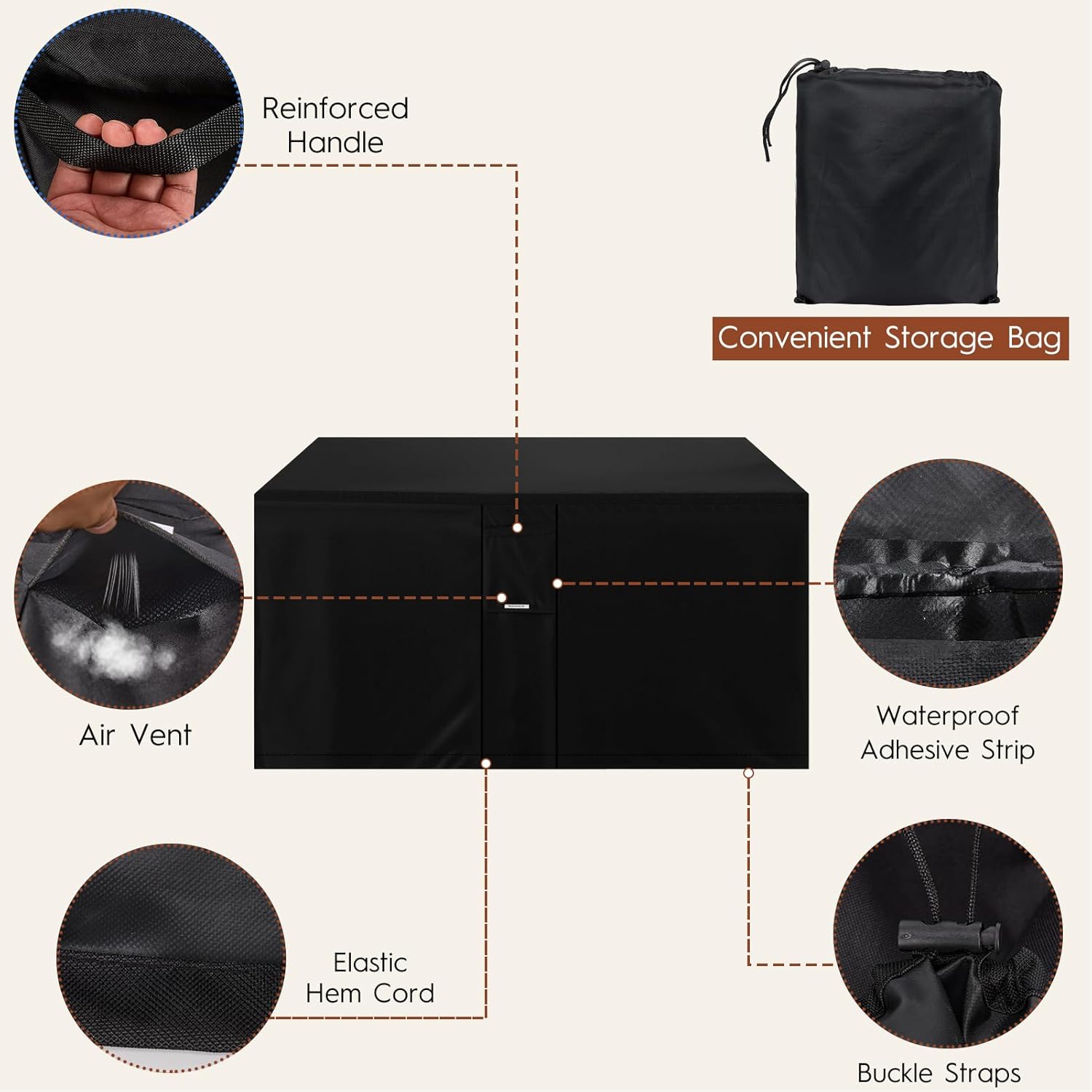 Fire Pit Cover Rectangle Outdoor 42"L x 24"W x 24"H Heavy-Duty Waterproof 600D Oxford Fading Resistant Tear-Resistant Patio Gas Fire Pit Table Cover Coffee Table Cover for 42 Inch Fire Pit Table