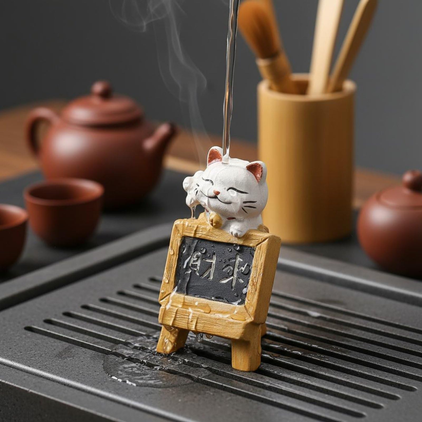 Amazon.co.jp: Generic 陶器 猫 置物 茶器 置物 茶寵 紫泥 細工 吸水