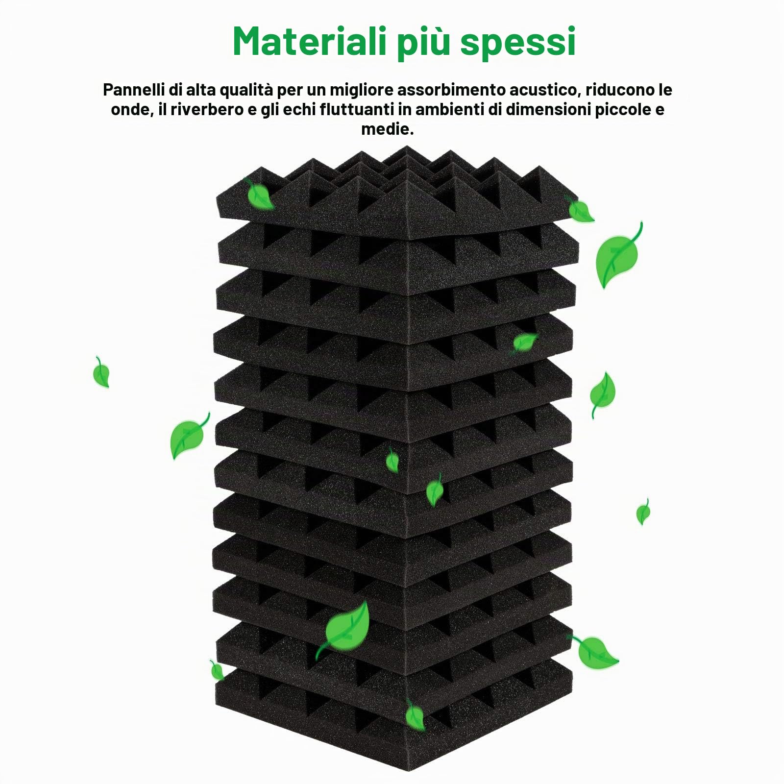 Imbottitura insonorizzante, AGPtEK 24 Packs Schiuma Insonorizzante 25x25x5CM Pannelli in Schiuma Acustica Neri, Ideale per la Registrazione in Studio, Sala TV, Ufficio e Registrazione Podcast…