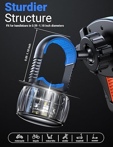 Miniatura 5 de Coolpow Soporte para teléfono de bicicleta compatible con cámara y bloqueo de 1s, soporte para teléfono de motocicleta, soporte giratorio de 360