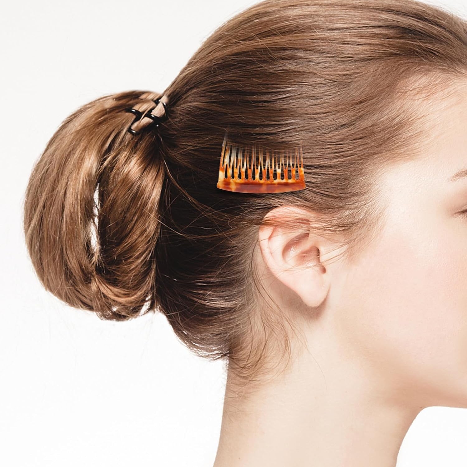 Alipis 5pcs Vintage French Side Hair Combs Set, Wide Tooth Acetate Non-slip Hair Accessories for Women, Anti-static Styling Tools for Updos, Buns, and Chignons