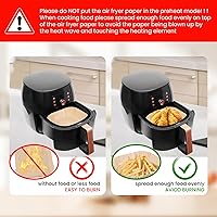 Vista 6 de Revestimientos de papel para freidora de aire: 100 piezas de forros desechables para freidora de aire, papel pergamino cuadrado antiadherente de 8