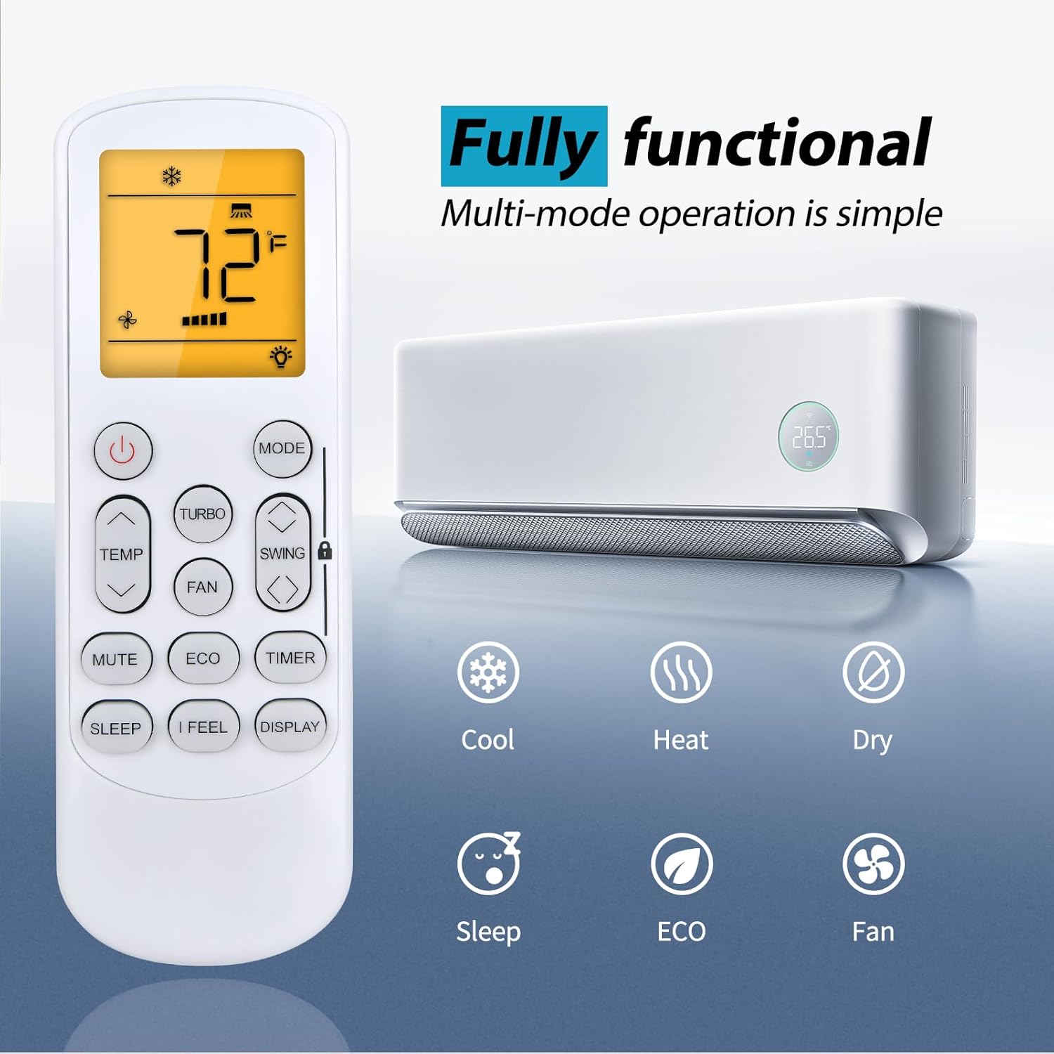 ZWP GYKQ-78 remote showing various operating modes