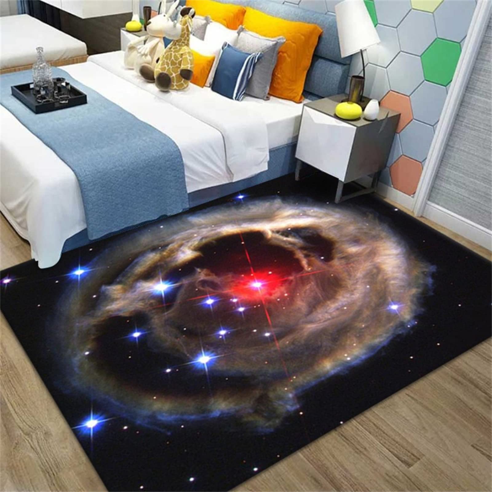 Tapis de sol pour bébé multicolore grand format espace planète