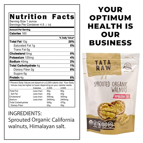 Miniatura 2 de TATA RAW - Sprouted Organic Walnuts - Himalayan Salt (1 lb)
