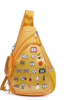 Oxford Itaバッグ かわいいピンディスプレイチェストパック シングルショルダーバッグ スポーツバックパック ハイキングデイパック, レモンイエロー(中)。, M, カスタム、モダン