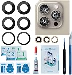 2 Sets Rear Camera Lens Glass Replacement with Adhesive Compatible for iPhone 14 Pro / 14 Pro Max (3 Pieces/Set) with Repair Tools and User Manual