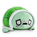 TeeTurtle - The Original Reversible Turtle Plushie - Kawaii + Worried Green - Cute Sensory Fidget Stuffed Animals That Show Your Mood