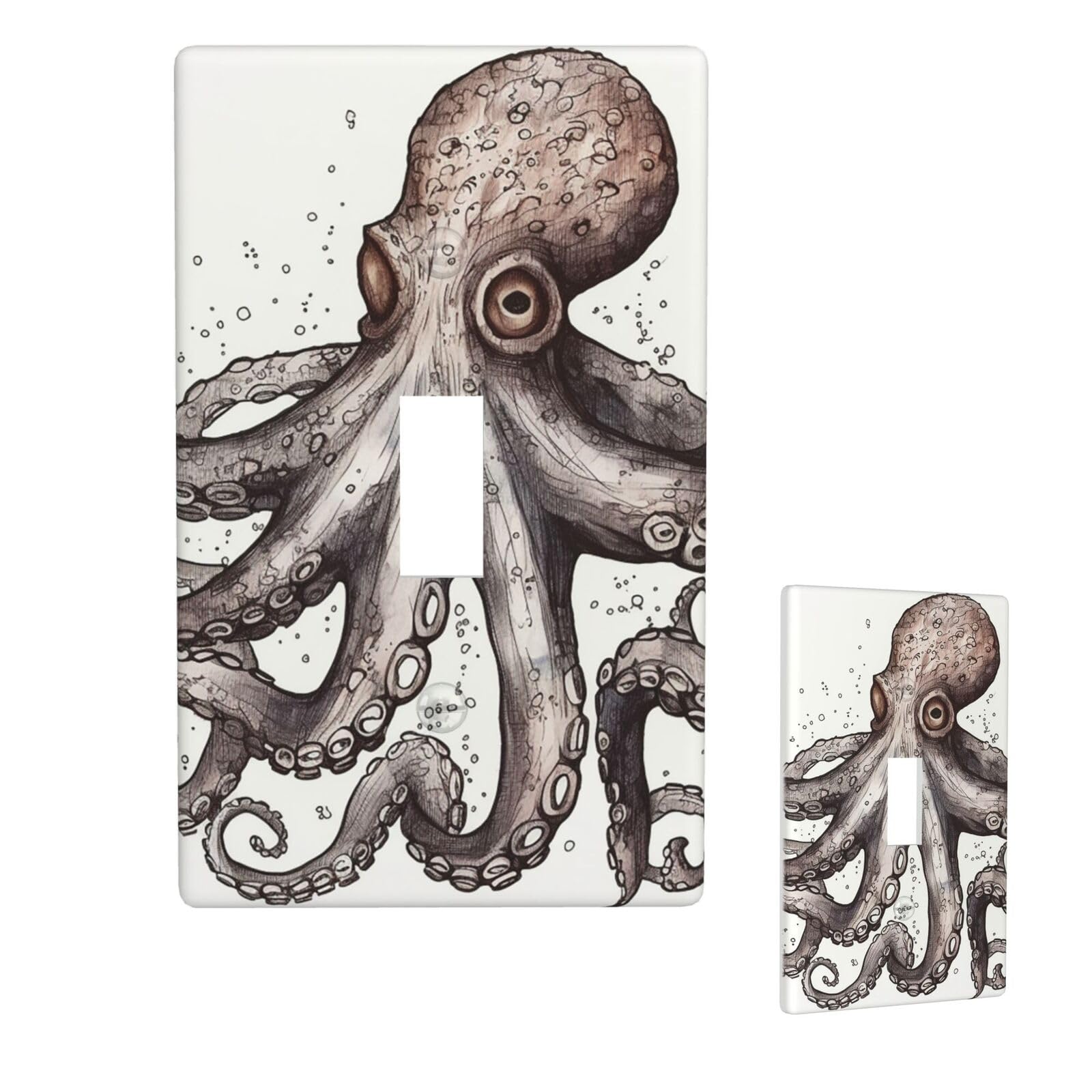 Aceprints Octopus 1 Gang Single Toggle Wall Plates, Unbreakable Decorative Light Switch Plate Covers Electrical Switchplate Cover Faceplate For Bathroom Kitchen Decor