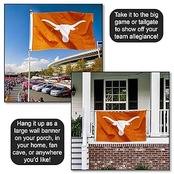 Texas Longhorns UT University Large College Flag, Outdoor