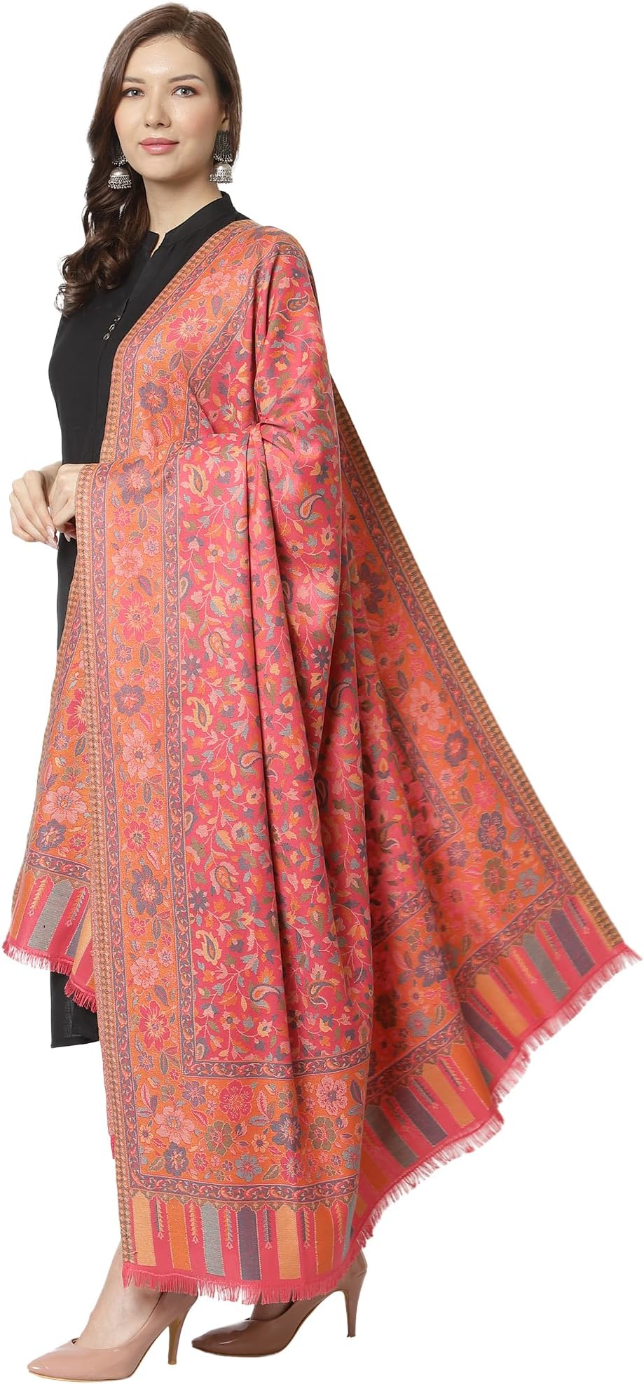 Weavers VillaWomen's Poly Wool Woven Jaal Shawl (40" X 80")