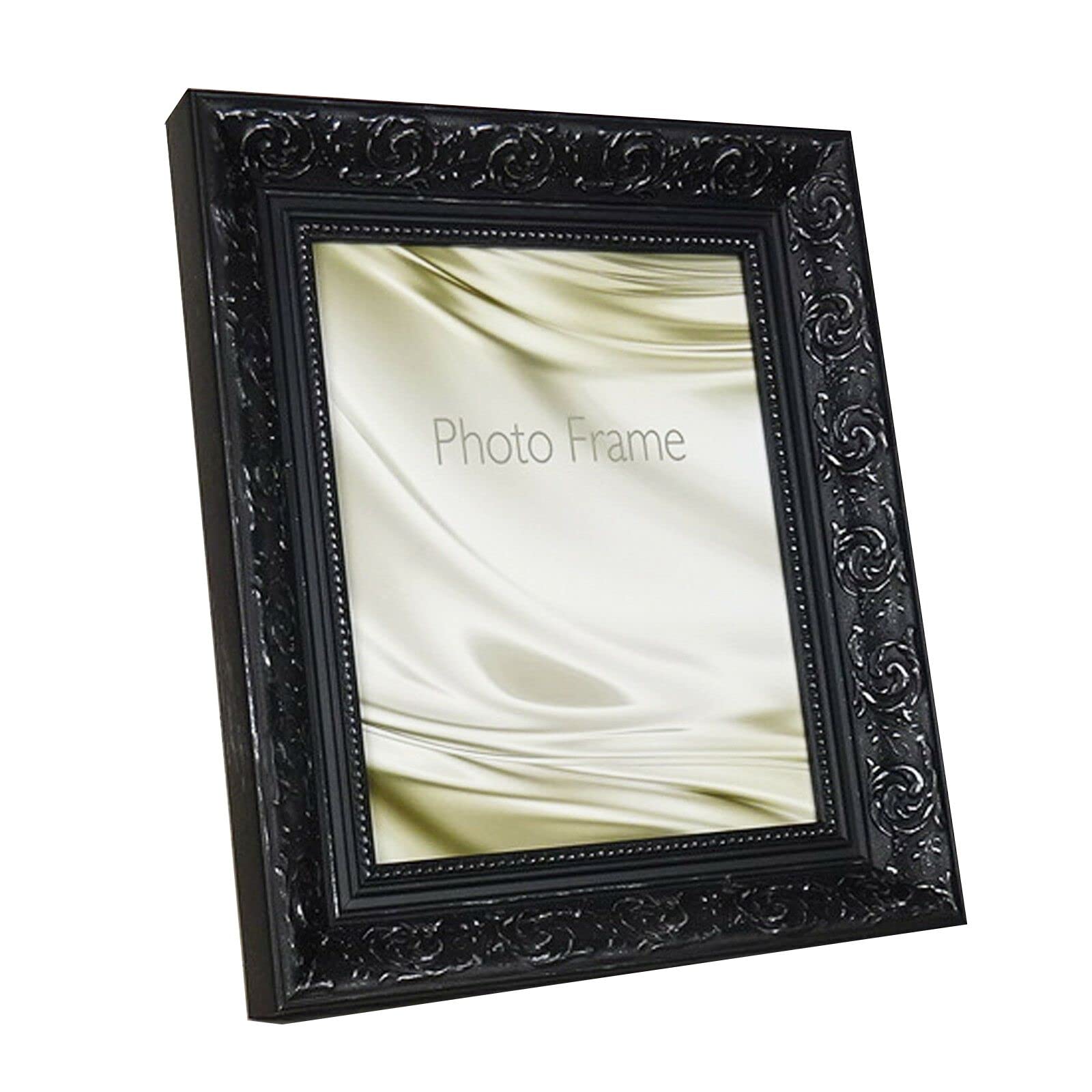 Shabby Chic Ornate A5 Black Picture Photo Frame, 14.8 x 21cm Wall Mounted Photo Frame with Clear Perspex Safety Glass Tabletop Frame