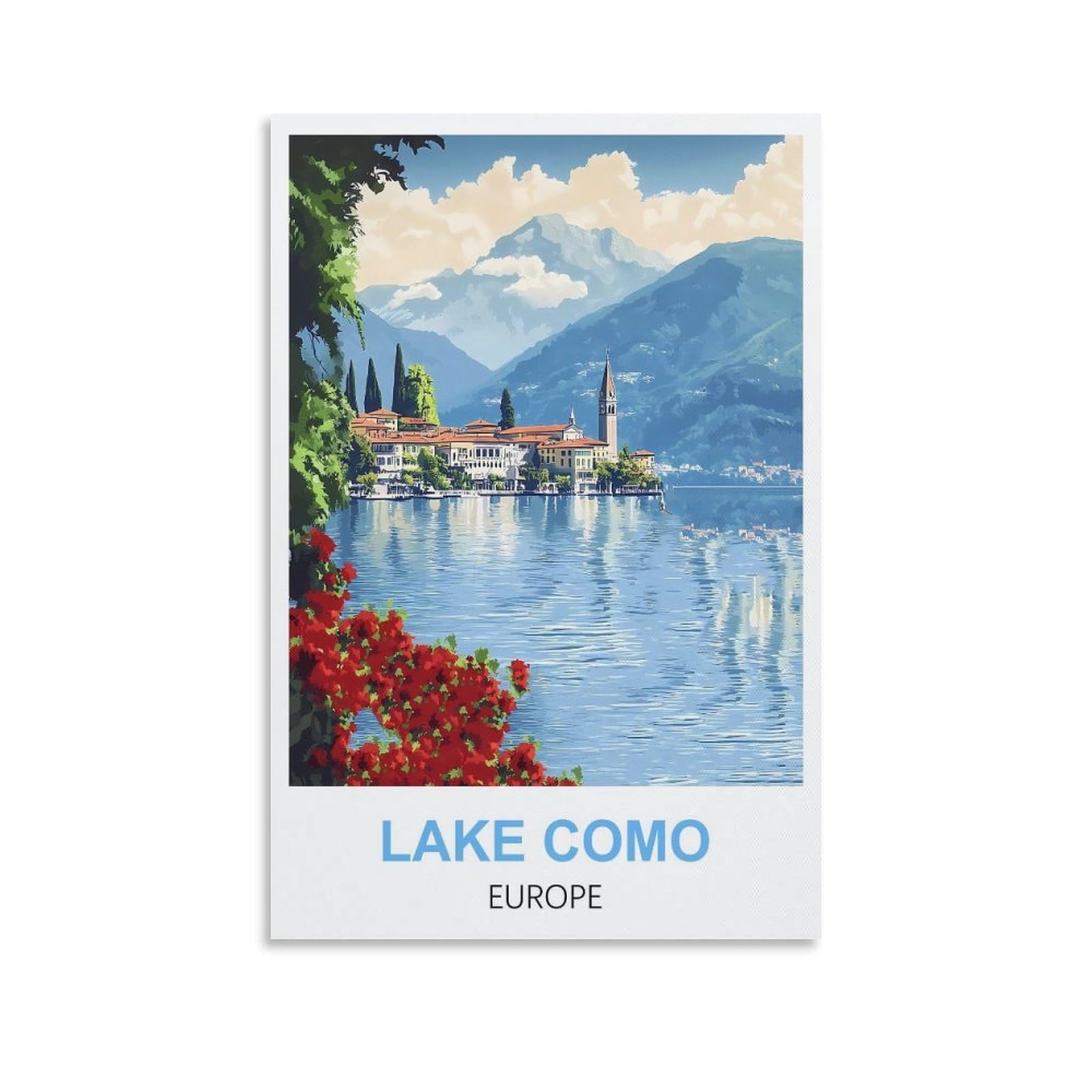 EZMLFA DIY Diamond Painting,Lake Como Europe 5D Diamond Art DIY Cross Stitch Crystal Rhinestone Embroidery Pictures Craft for Home Wall 40x40cm