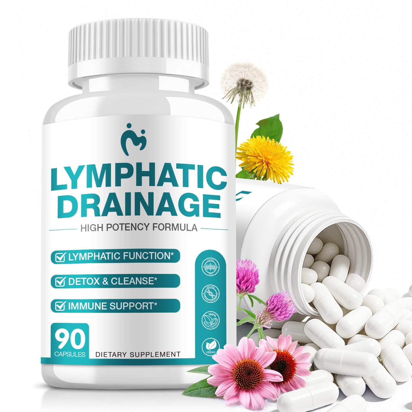 Lymphatic Drainage Supplements 90 Capsules for Immune Health,Fluid Balance