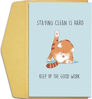 Qiliji Funny Cat Sobriety Card for Men Women, Sobriety Gift for Him Her, Cute Sober Anniversary Card, Soberversary Card, Sober Recovery Card, Staying Sober Card