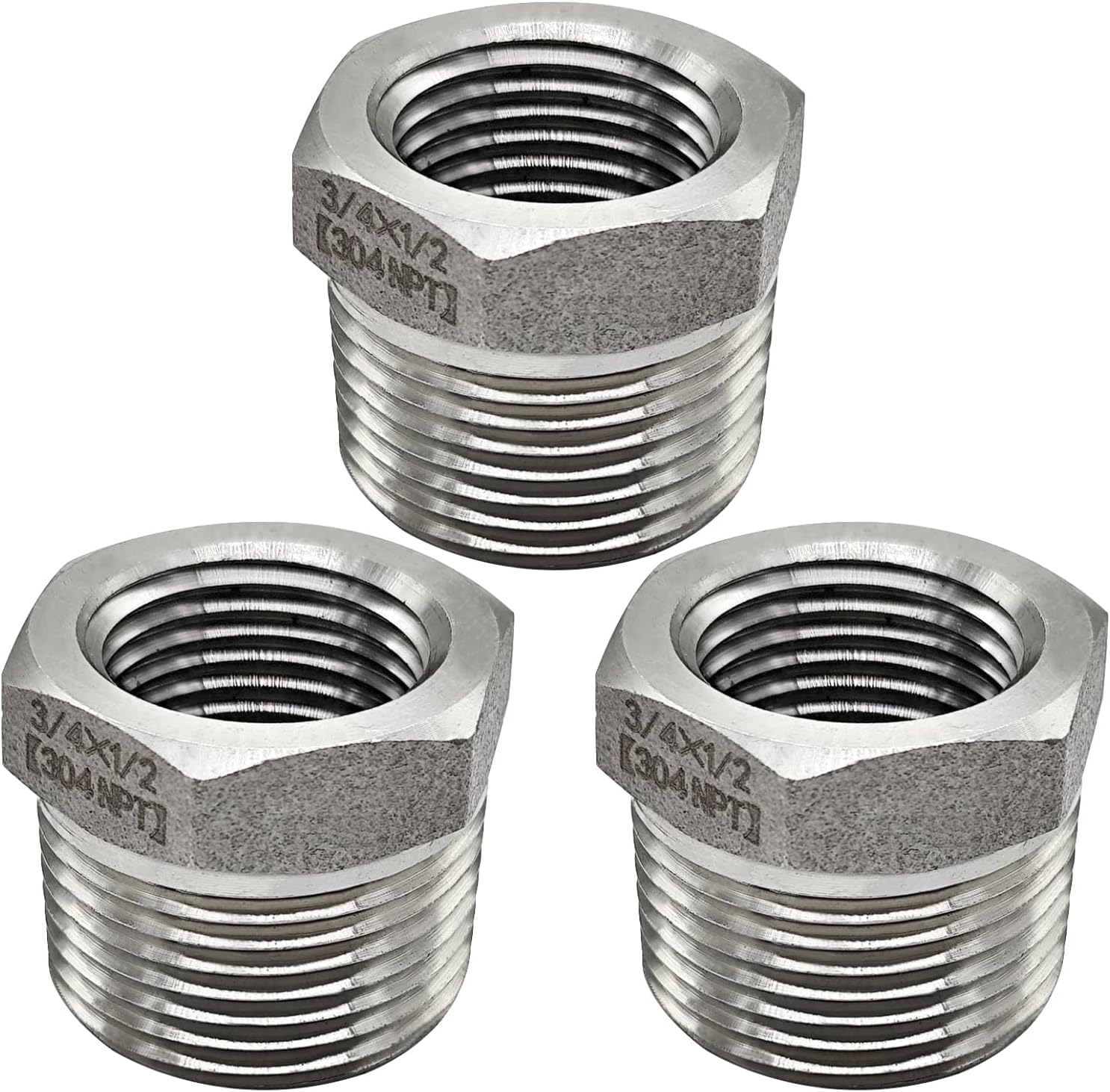 Beduan Stainless Steel Reducer Hex Bushing, 3/8" Male NPT to 1/4" Female NPT, Reducing Cast Pipe Adapter Fitting(Pack of 2)