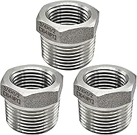 Vista 16 de Beduan - Buje reductor hexagonal de acero inoxidable, 1" macho NPT a 1/2" hembra NPT, accesorio adaptador para tubería de fundición reductor