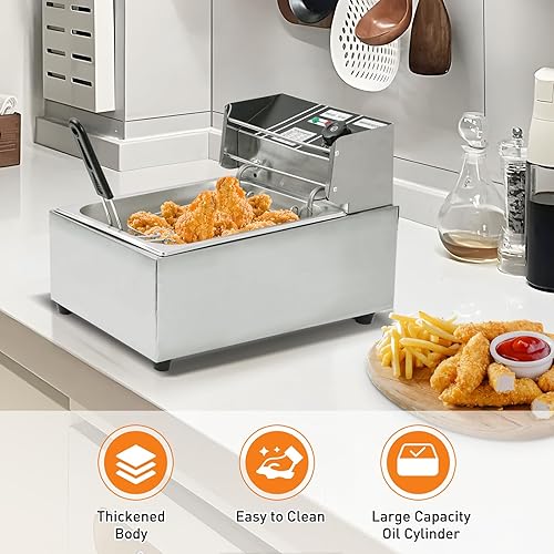 Miniatura 5 de Freidora eléctrica  Freidora eléctrica de gran capacidad de 6 litros con cesta desmontable, control de temperatura ajustable, freidora comercial de