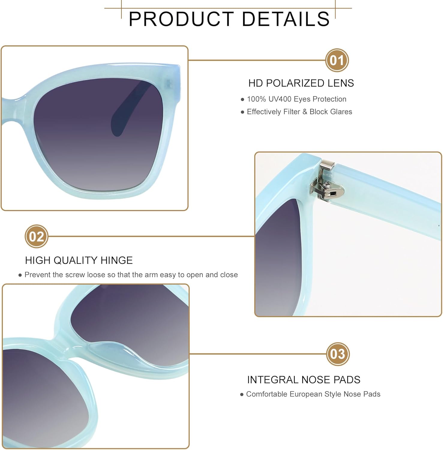 LYZOIT Trendy Oversized Cat Eye Polarized Sunglasses for Women Big Large Cateye Sun glasses - Image 3