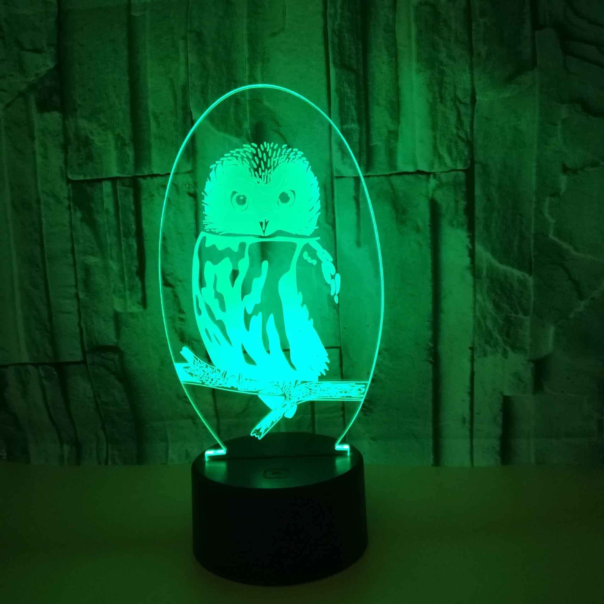 RANJIMA Lampada Notturna 3D Gufo Con Telecomando - Luce LED Colorata Dimmerabile USB/Batteria - Regalo Per Bambini