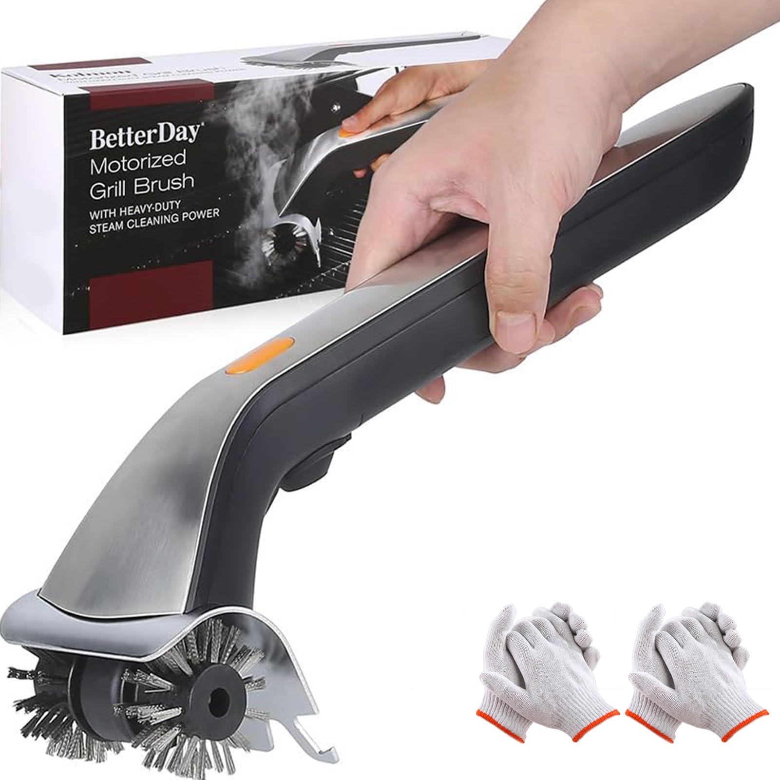 Spazzola per Griglia Senza Fili 2 In 1, Pulitore per Griglia per Barbecue Ricaricabile con Funzione Vapore e Batterie da 3000 mAh, Spazzola per Pulizia Barbecue per Carbone, Gas, Griglie In Ceramica