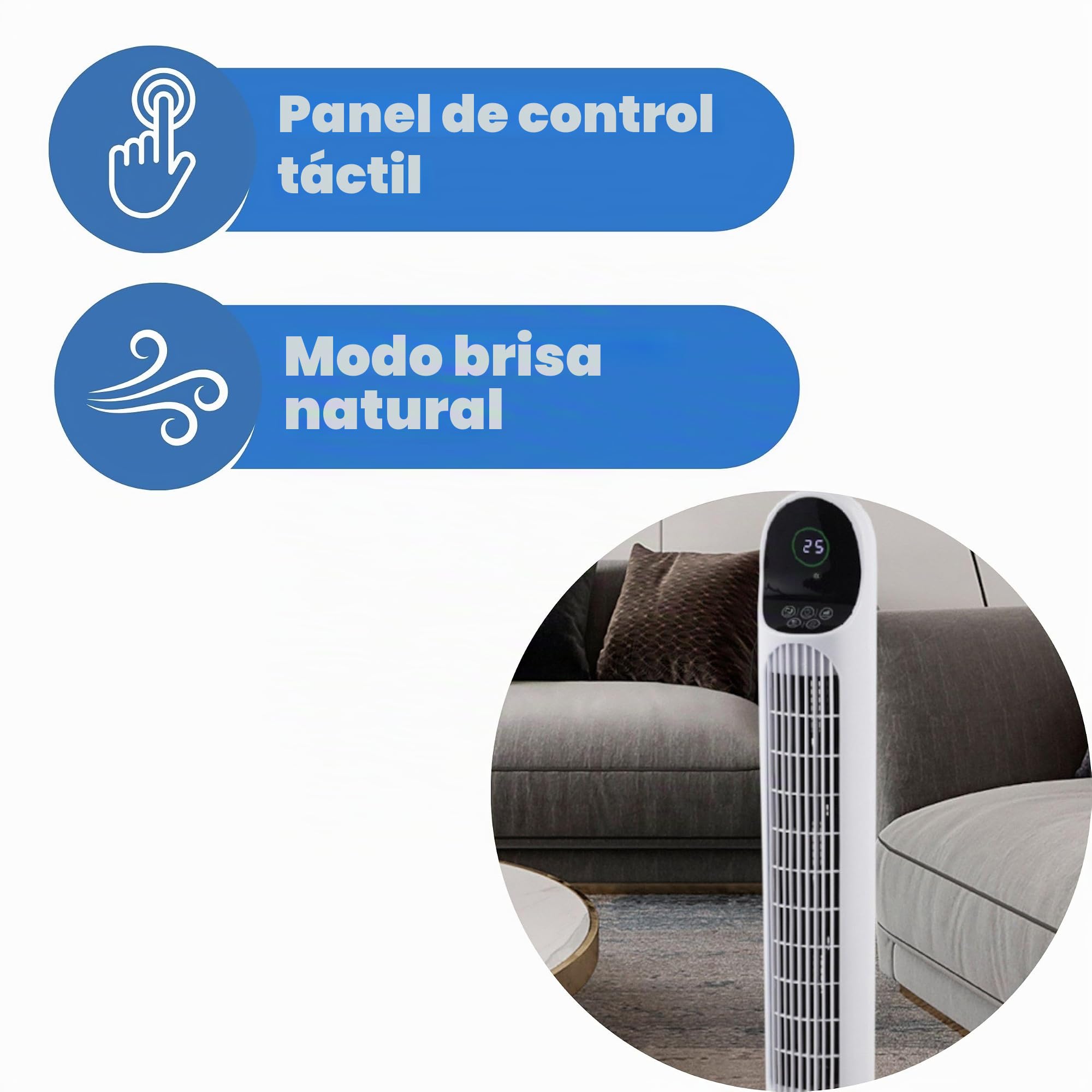 ARDES Ventilador en Columna Altura Torre 100 cm de Oscilación Automática con Telemando y Panel de Control Digital con 3 Intensidades y Temporizador Ventilador Torre Blanco AR5T1000