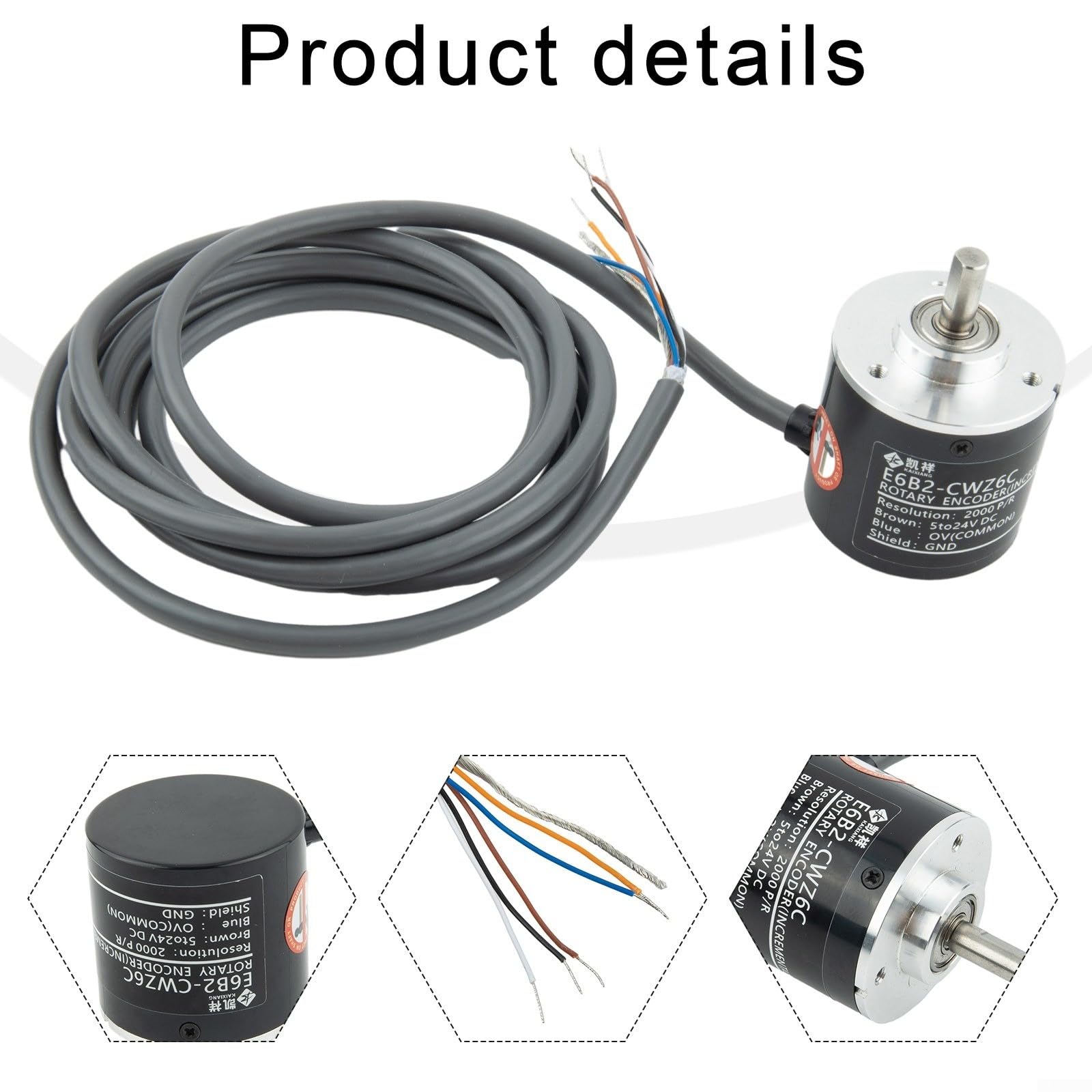 Encoder rotativo - Modulo encoder rotativo incrementale 100/360/600/1000/1024/2000p/r, encoder rotativo DC5 ~ 26V (2000P/R)