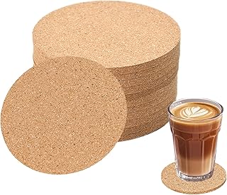 12pcs Cork Coaster for Drink 0.2inch Thick Round 3.9" Absorbent Tea or Coffee Coaster for Crafts,Warm Gifts Relatives and Friends in Office, Home, or Cottage (Round -12pcs)
