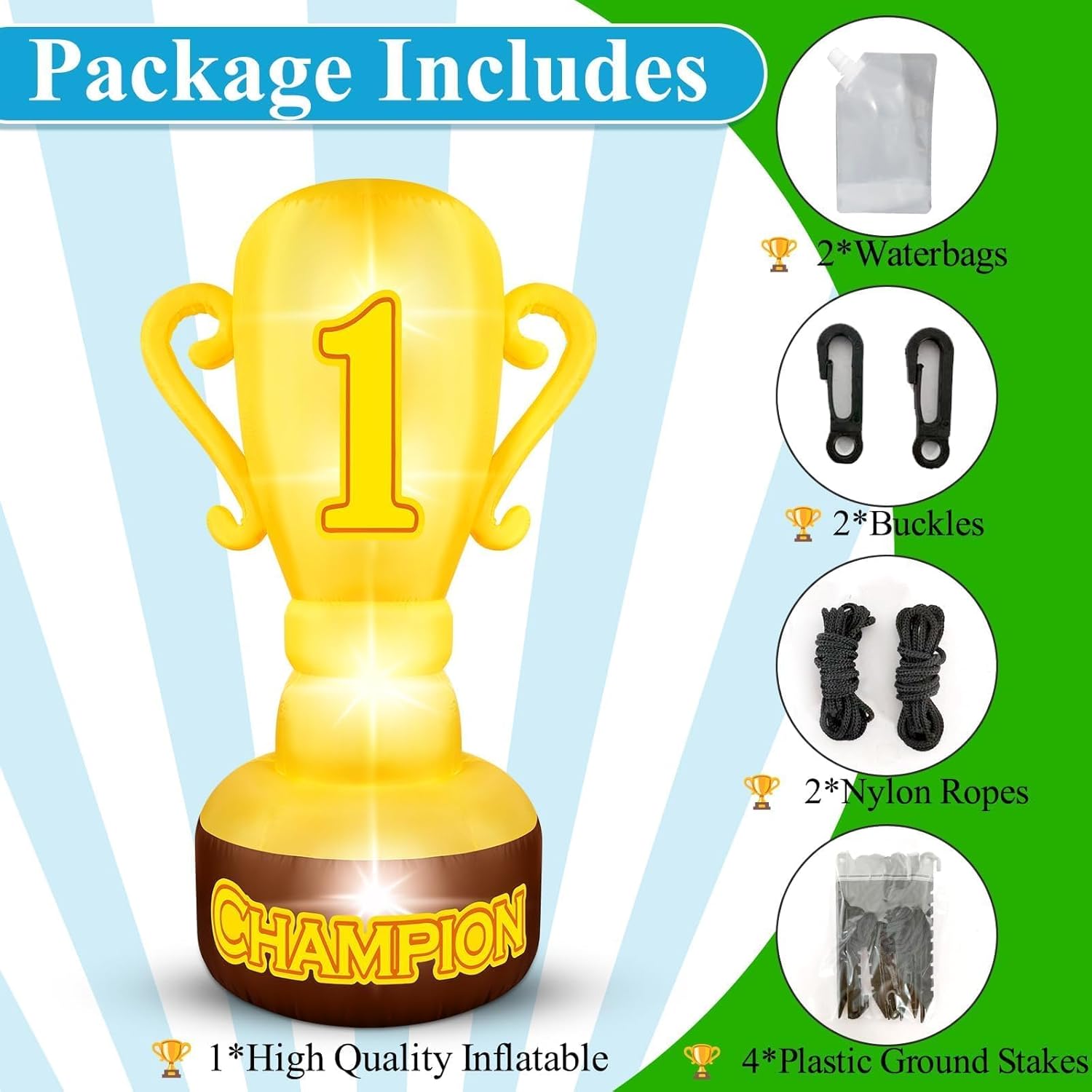 5.4FT Giant Inflatable Trophy Outdoor Decorations Blow up Trophy Decor Built in 4 LED Lights for Award Trophies Inflatable Decorations Large Trophies Supplies for Sports Competitions Party