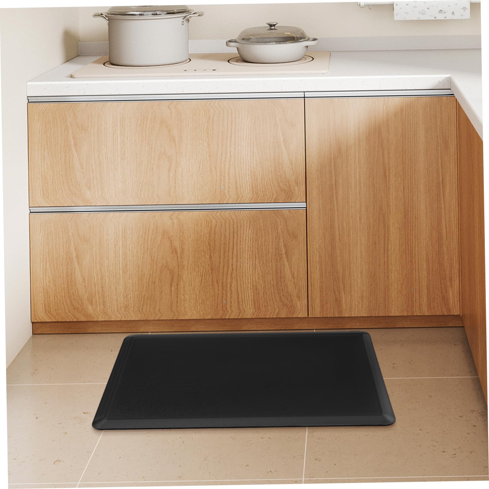Garneck Tappetino Antiaffaticamento per Cucina e Ufficio, in Pvc e Schiuma, 44x71x1,2cm, Nero, Facile da Pulire, per Stare in Piedi