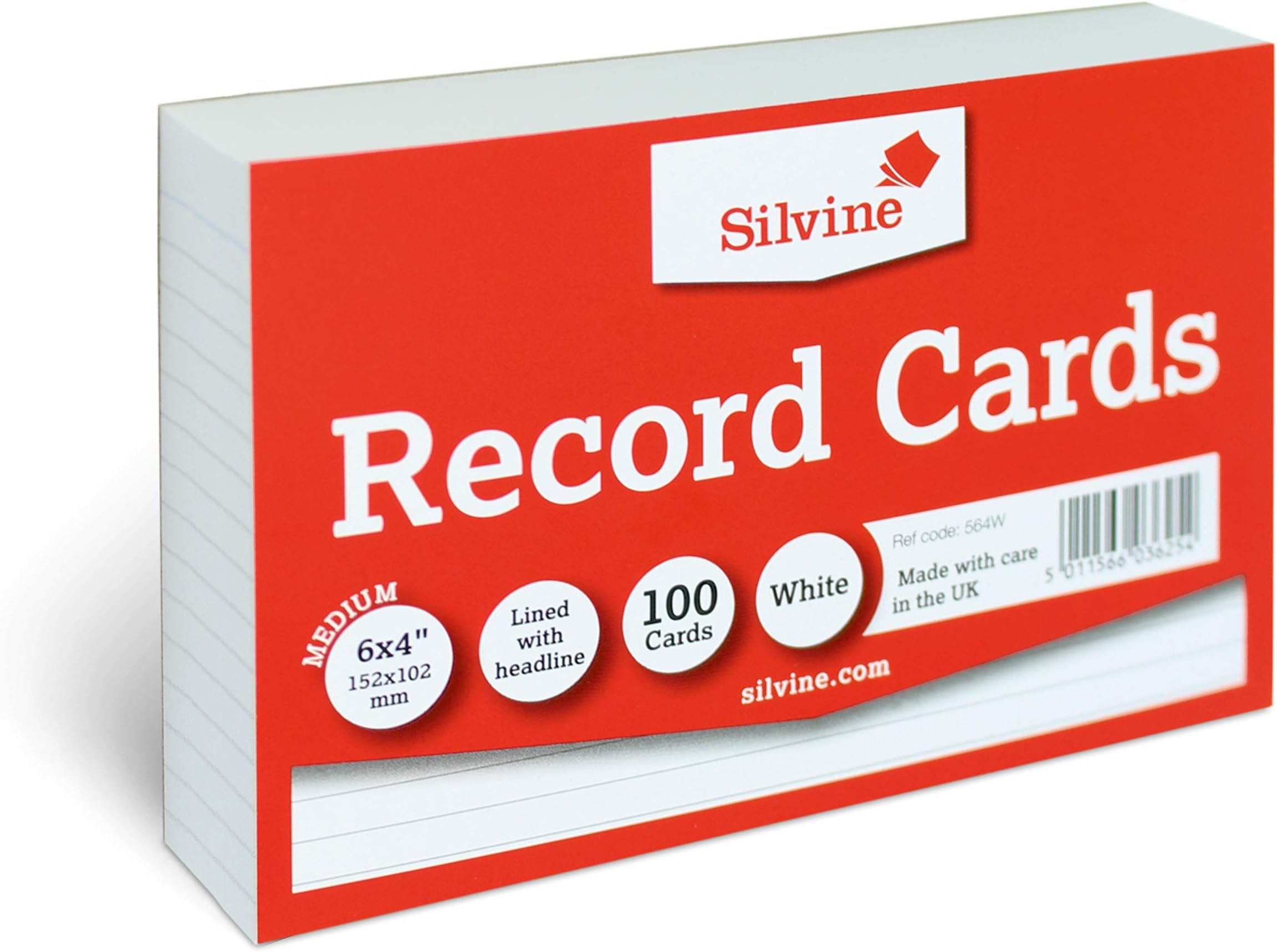 6x4 White Flash Cards - Lined with Headline (100 Record Cards) for Study, Presentations and Notes