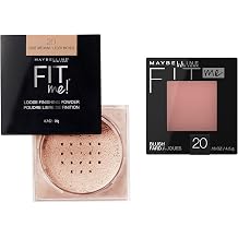 Maybelline Fit Me Loose Finishing Powder + Fit Me Blush Makeup Bundle, Includes 1 Setting Powder in Medium and 1 Blush in Mauve