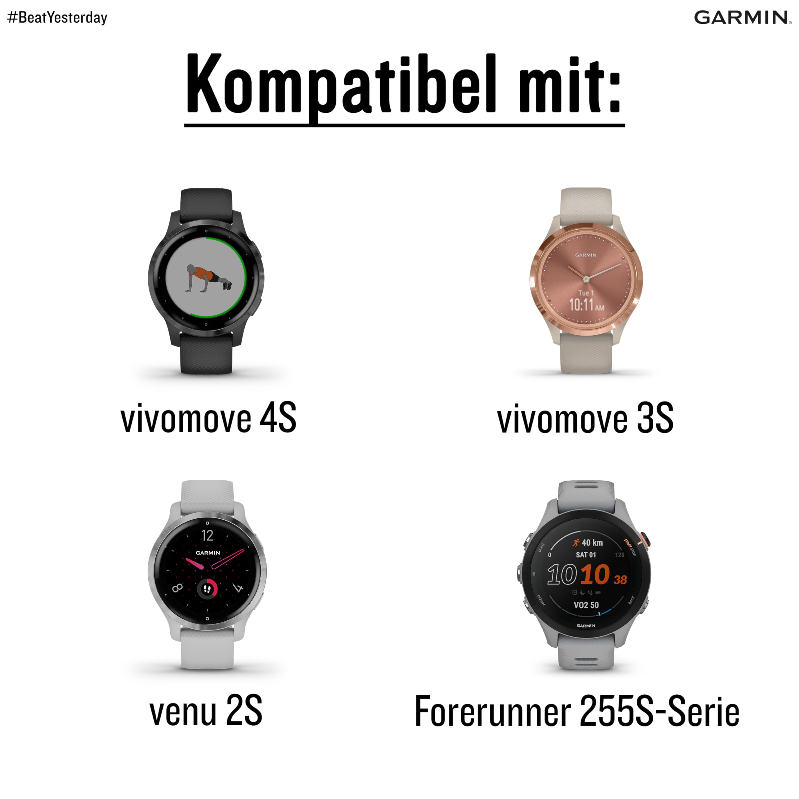 Garmin Ersatzarmband 18mm Silikon Beige/Hellgold 110-195 mm