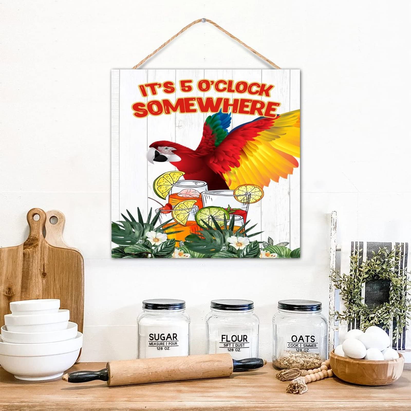Panneau amusant en bois It's 5 O'Clock Somewhere, une idée cadeau originale de 30 cm