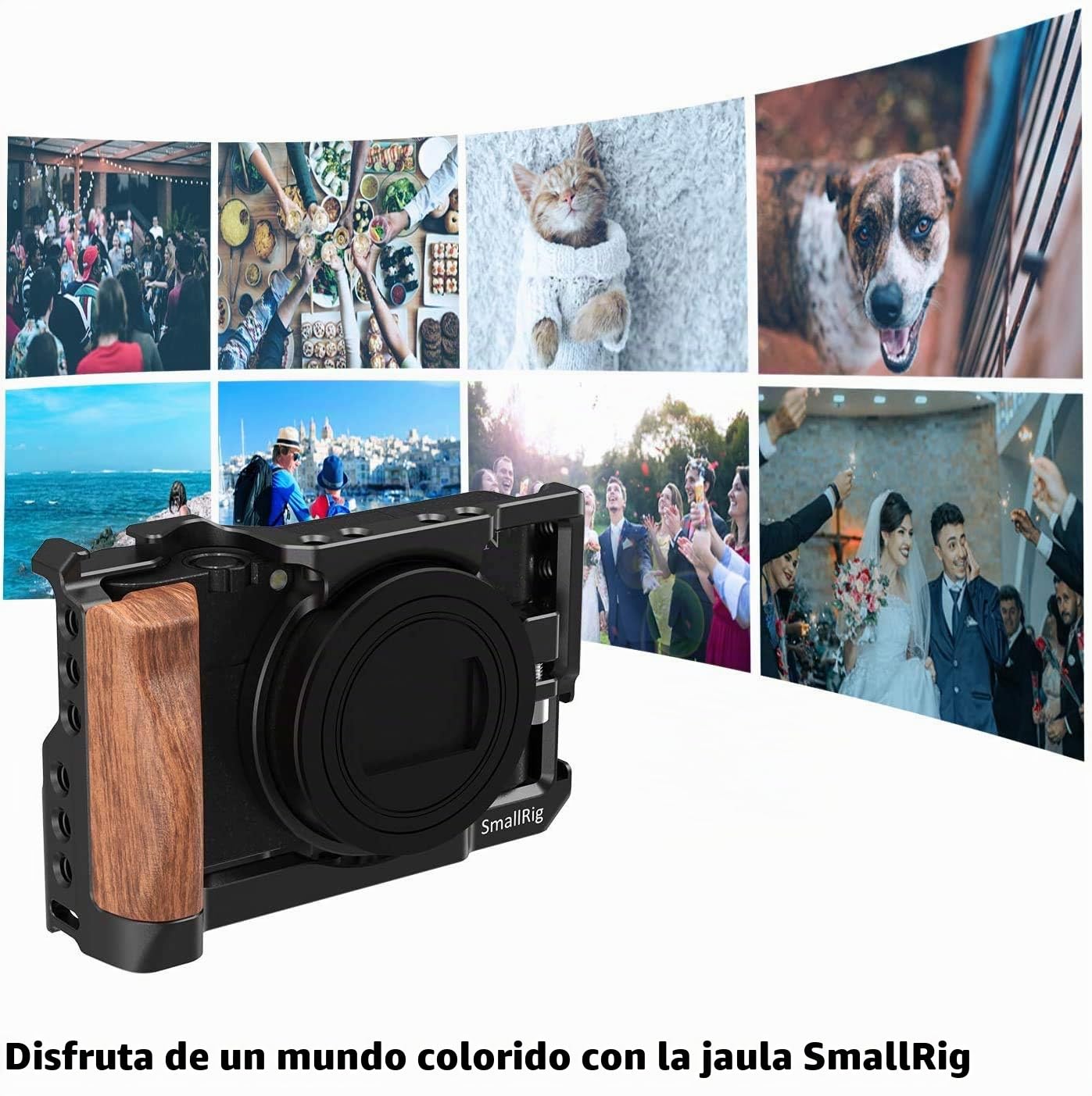 SMALLRIG RX100 Vi/VII Cage, Jaula con Mango de Madera para Sony RX100 VII y RX100 Vi – CCS2434
