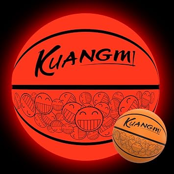 Kuangmi LED Light Up Basketball, Glow in The Dark for Night Game & Training Basket Ball, Official Size 729.5", for Indoor & Outdoor