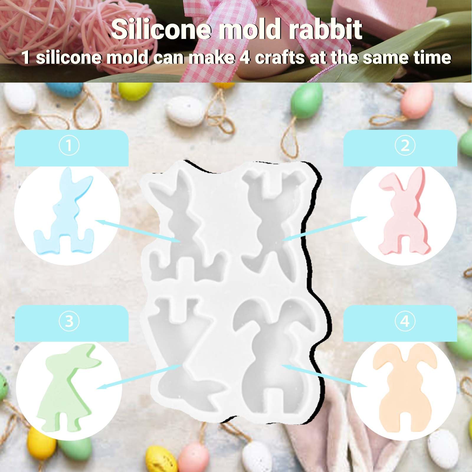 TREABEAR - Moule En Silicone En Forme De Lapin De Pâques - Pour Bougies, Plâtre, Résine, Savon - Design 3D Détaillé